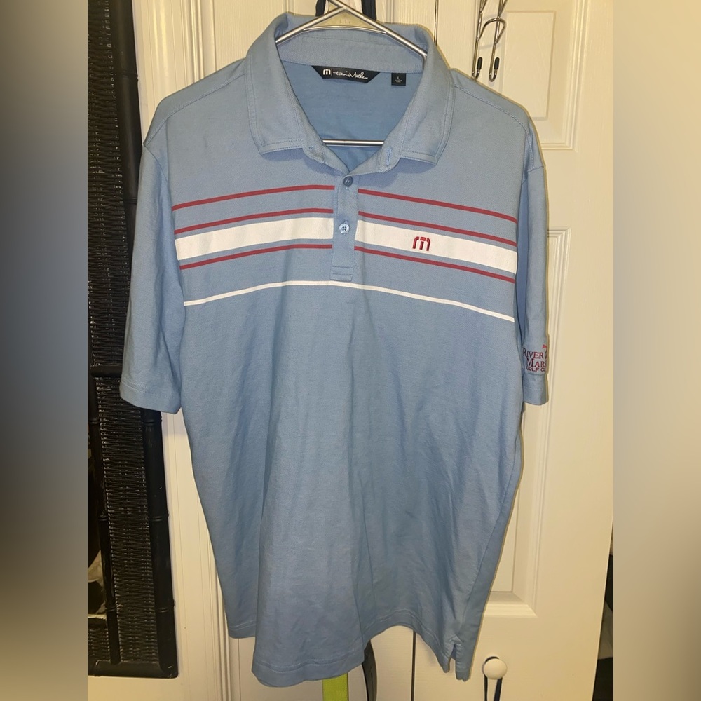 Travis Mathew’s Mens Large Golf Polo - Blue, White and Red